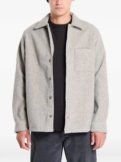 Samsoe & Samsoe Felted Button-up Jacket In Gray