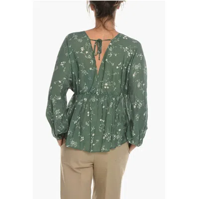 Samsoe & Samsoe Floral-motif Gertrud Blouse With Puff Women's Sleeve