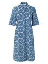 Samsoe & Samsoe Floral-print Collared Midi Dress In Blue