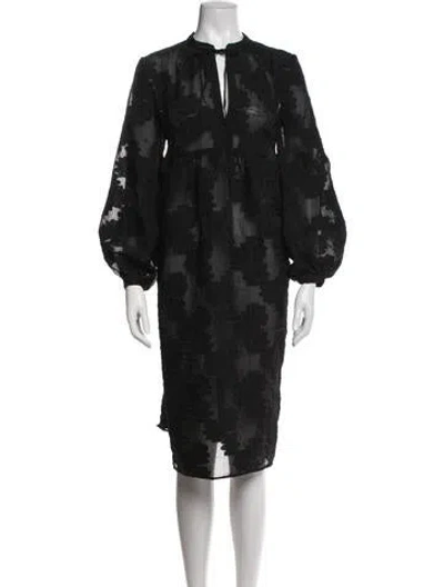Pre-owned Samsoe & Samsoe Floral Print Knee-length Dress In Blue