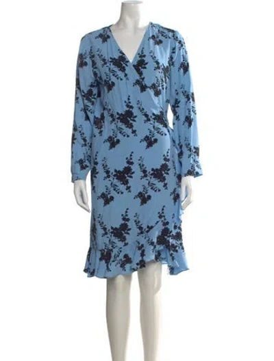 Pre-owned Samsoe & Samsoe Floral Print Midi Length Dress In Blue