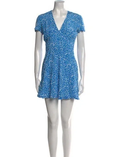 Pre-owned Samsoe & Samsoe Floral Print Mini Dress In Blue