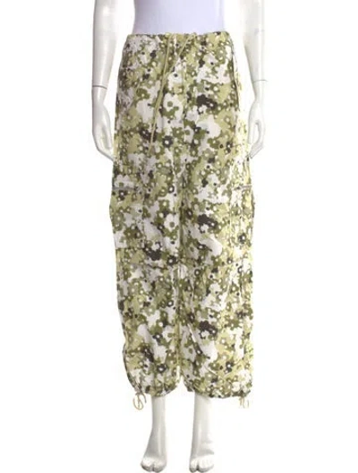 Pre-owned Samsoe & Samsoe Floral Print Wide Leg Pants In Green