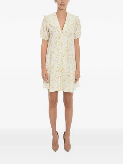 Samsoe & Samsoe Floral-print Ruffled Mini Dress In Yellow