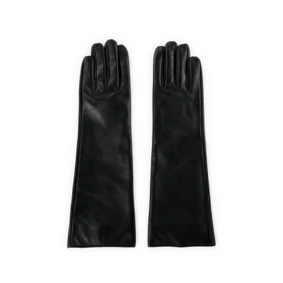 Samsoe & Samsoe Gants Longs En Cuir De Mouton In Black