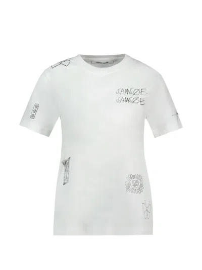 Samsoe & Samsoe Graphic-print Cotton T-shirt In White