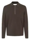Samsoe & Samsoe Half-zip Polo Shirt In Brown