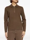 Samsoe & Samsoe Half-zip Polo Shirt In Brown