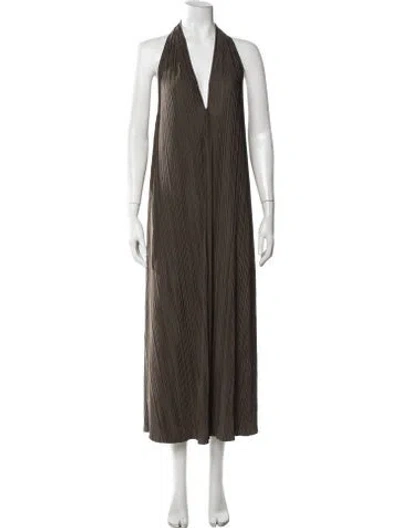 Pre-owned Samsoe & Samsoe Halterneck Long Dress In Brown