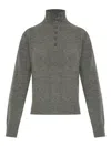 Samsoe & Samsoe High-neck Button-front Sweater In Gray