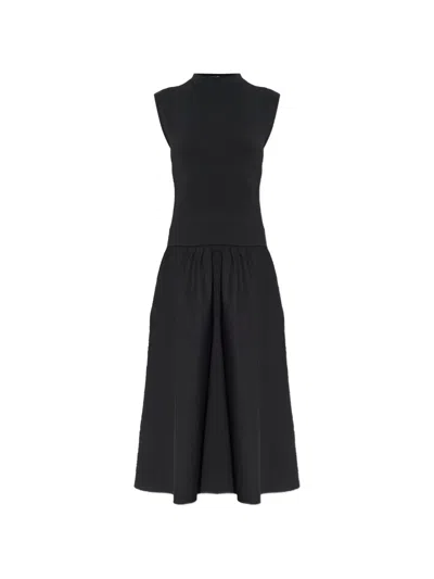 Samsoe & Samsoe High-neck Gathered Midi Dress In Black