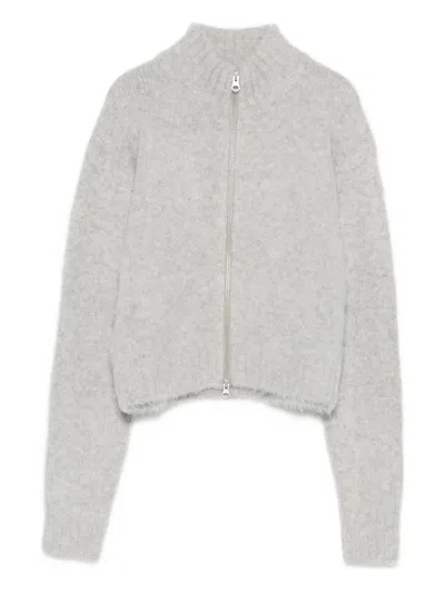Samsoe & Samsoe High-neck Zip-up Cardigan In Gray