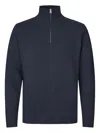Samsoe & Samsoe High-neck Zip-up Sweater In Blue