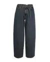 Samsoe & Samsoe Tie-waist Logo Patch Denim Jeans In Blue