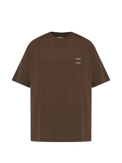 Samsoe & Samsoe Joel Logo-print Cotton T-shirt In Brown