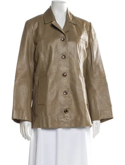 Pre-owned Samsoe & Samsoe Lamb Leather Jacket In Neutral