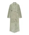 Samsoe & Samsoe Sarae Belted Suede Coat In Green