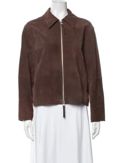 Pre-owned Samsoe & Samsoe Leather Jacket In Brown
