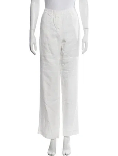 Pre-owned Samsoe & Samsoe Linen Wide Leg Pants In White