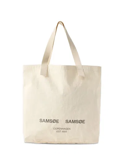 Samsoe & Samsoe Logo-print Cotton Tote Bag In Pink