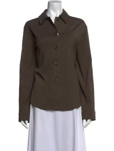 Pre-owned Samsoe & Samsoe Long Sleeve Button-up Top W/ Tags In Brown