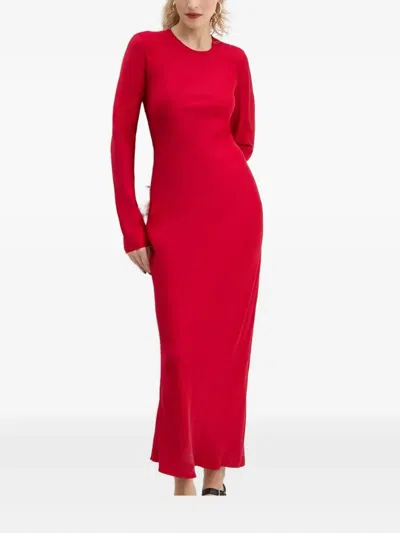 Samsoe & Samsoe Long Sleeve Midi Dress In Red