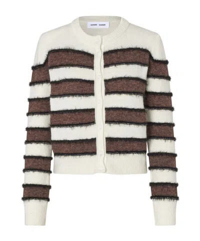 Samsoe & Samsoe Long-sleeved Cardigan In Brown