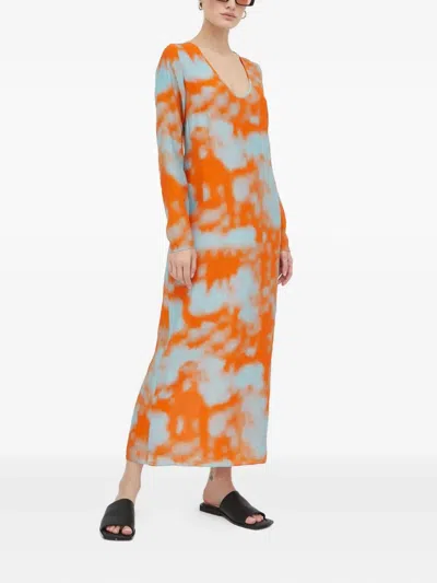 SAMSOE & SAMSOE LONG-SLEEVES SPLIT MIDI DRESS