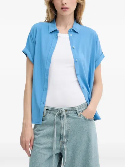 Samsoe & Samsoe Majan Short-sleeve Shirt In Blue