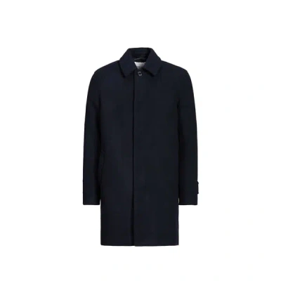 Samsoe & Samsoe Manteau Col Classique En Laine Mélangée In Blue