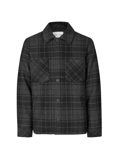 Samsoe & Samsoe Men's Pally Plaid Shirt Jacket In Black