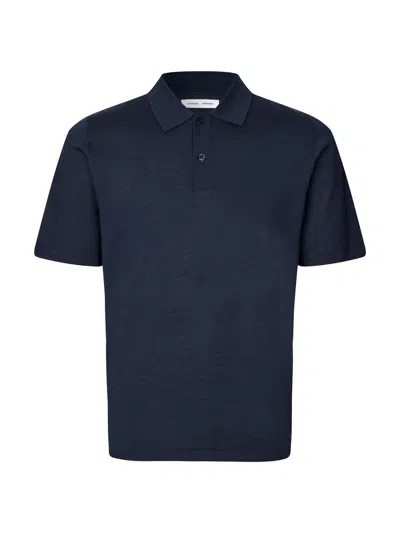 Samsoe & Samsoe Men's Sarowan Wool-blend Knit Polo Shirt In Blue