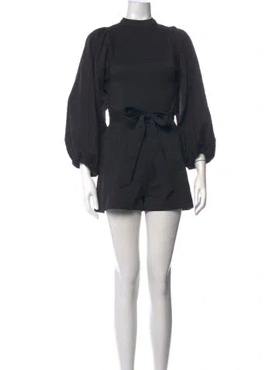 Pre-owned Samsoe & Samsoe Mock Neck Romper In Black