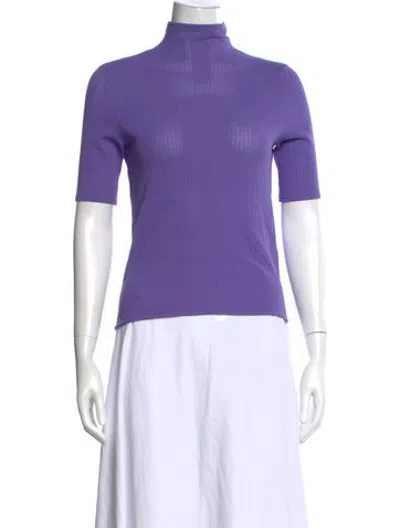 Pre-owned Samsoe & Samsoe Mock Neck Short Sleeve Top In Purple