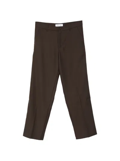 Samsoe & Samsoe Noah Pressed-crease Tailored Trousers In Brown