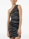 Samsoe & Samsoe One-shoulder Ruched Mini Dress In Gray