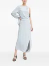 Samsoe & Samsoe One-shoulder Tie-cuff Dress In Blue