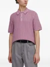 Samsoe & Samsoe Open-knit Short-sleeve Polo Shirt In Purple