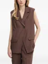 Samsoe & Samsoe Padded-shoulder Sleeveless Blazer In Brown