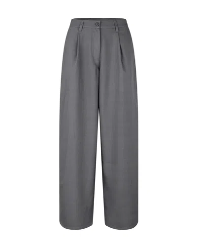 Samsoe & Samsoe Pantalone Saharper Pleat  Dark Grey Melange In Animal Print