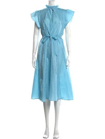 Pre-owned Samsoe & Samsoe Patterned Midi Length Dress In Blue
