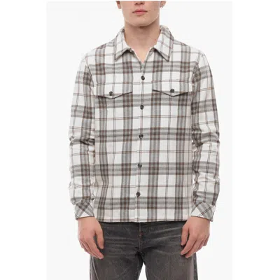 Samsoe & Samsoe Plaid Motif Taka Jm Overshirt With Double Breast Pocket In Burgundy