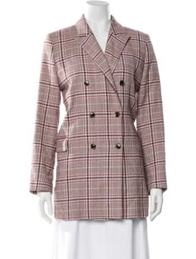 Pre-owned Samsoe & Samsoe Plaid Print Blazer In Pink