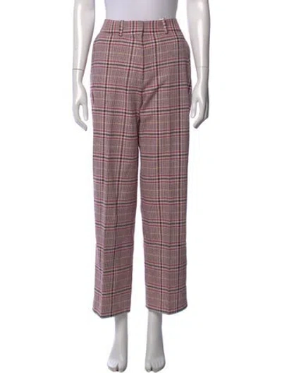 Pre-owned Samsoe & Samsoe Plaid Print Straight Leg Pants In Multi