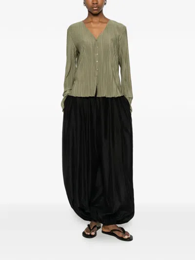 Samsoe & Samsoe Pleated Buttoned Shirt In Green