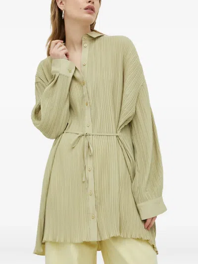 Samsoe & Samsoe Pleated Tie Top In Green