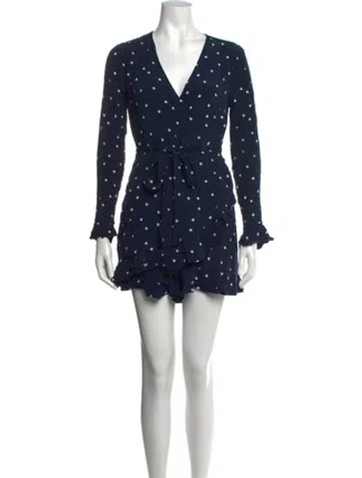 Pre-owned Samsoe & Samsoe Polka Dot Print V-neck Jumpsuit In Blue