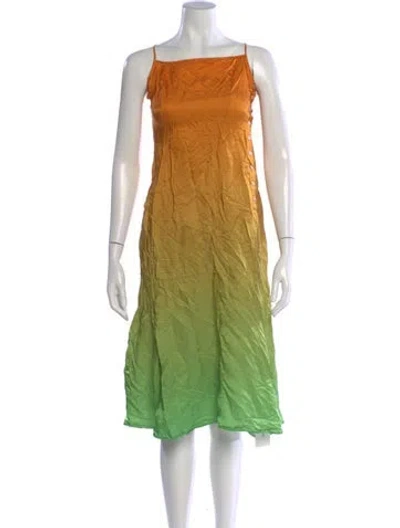 Pre-owned Samsoe & Samsoe Printed Midi Length Dress In Green