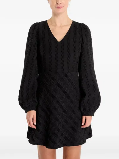 Samsoe & Samsoe Puff-sleeve Mini Dress In Black
