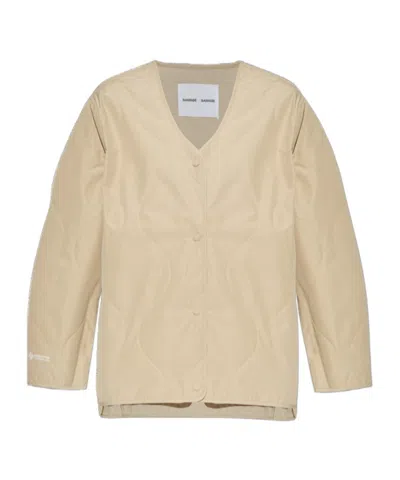 Samsoe & Samsoe Quilted Long-sleeved Casual Jacket In Neutral